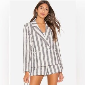 NEW! L'Academie Revolve Striped Blazer Jacket Linen Blend SZ XS